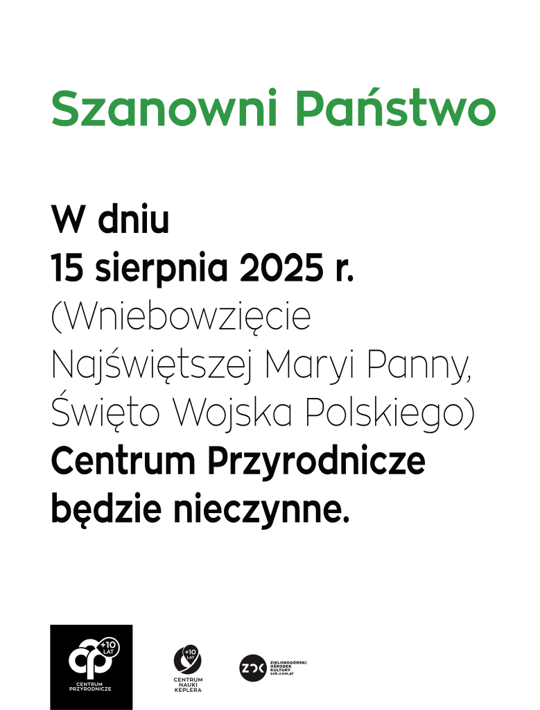 Informacja, o zamknęcie centrum przyrondiczego 15 sierpnia